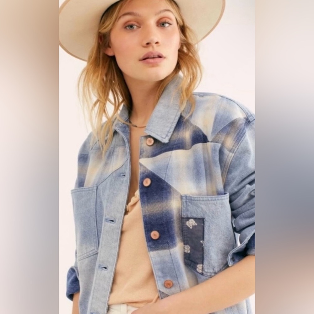 Free People Revolve Women’s Denim Cotton Shirt Jacket Festival Country Small